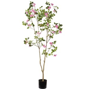 Cesicia Artificial Bougainvillea Tree with Black Plastic Pot, for Indoor Home Office Decor, 1pc/set - 1 of 4