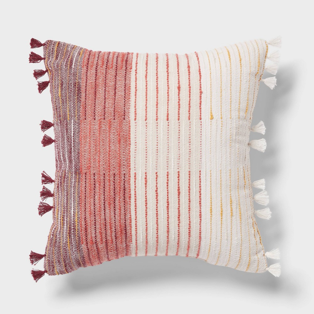 Photos - Pillow Woven Linework Dec  Oblong Ivory/Plum Red/Dark Salmon Orange - Thres