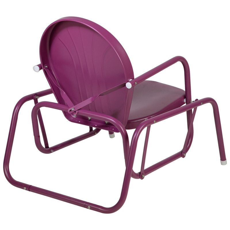 Northlight Outdoor Retro Metal Tulip Glider Patio Chair, Purple, 5 of 6