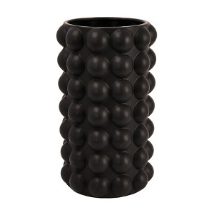 Storied Home Round Stoneware Umbrella Holder/Vase with Raised Dots and Matte Finish, Black - 1 of 4