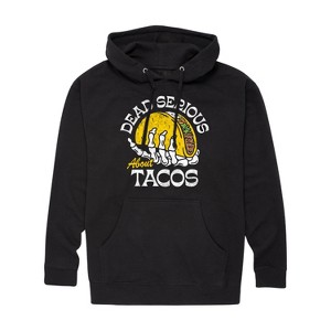 Men's - Instant Message - Skeleton Dead Serious About Tacos Graphic Fleece Pullover Hoodie - 1 of 4