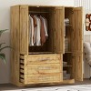 Clothing Storage With 4 Doors And 3 Drawers, Modern Armoire With Ample Hanging Rail, Armoire Closet With Classic Design-Cuddlewood - 3 of 4