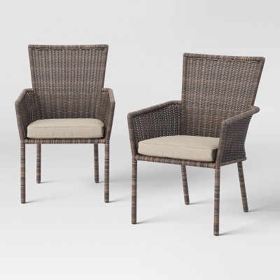 Monroe 2pk Patio Stack Dining Chairs - Tan - Threshold™: All-Weather Wicker, No Assembly Required