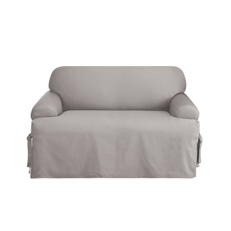 Duck T Cushion Loveseat Slipcover Gray - Sure Fit, 2 of 5