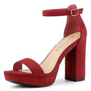 Allegra K Women's Open Toe Ankle Strap Platform Chunky Heels Sandals - 1 of 4