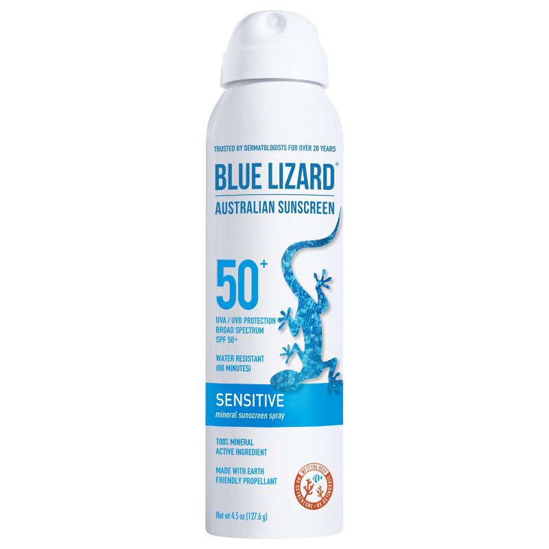Blue Lizard Sensitive Mineral Sunscreen Spray - SPF 50+ - 4.5 oz, 1 of 9