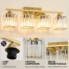 POWLIG 16.9" Modern Vanity Light - 3-Light Dimmable Bathroom Light with Square Crystal Shades - 3 of 4
