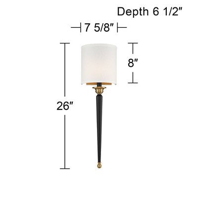 Arletta Black and Brass Wall Sconce with Linen Shade