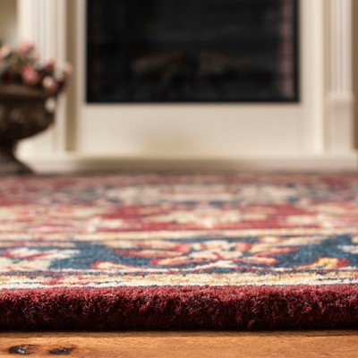Hand-Tufted Burgundy & Navy Wool 8' Square Area Rug