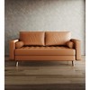 Tree City- 58" Upholstered Mid-Century Modern Faux Leather Square Arm Sofa Loveseat - 2 of 4