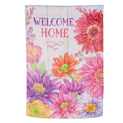 Evergreen Welcome Home Spring Suede Garden Flag 12 x 18 Inches Indoor Outdoor Decor