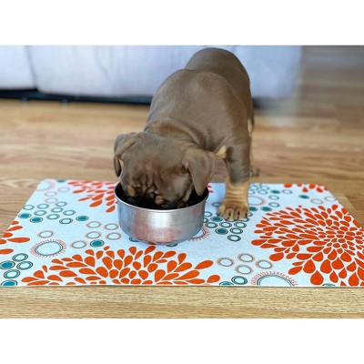Rejuvenation Orange and Turquoise Pet Feeding Placemat