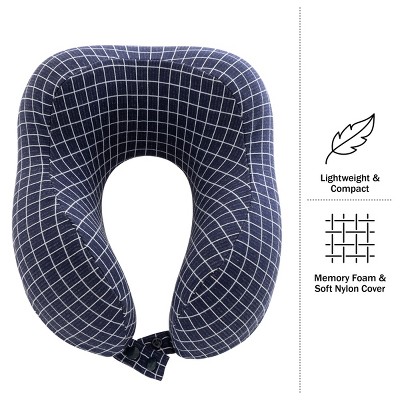 Navy Memory Foam Travel Neck Pillow with Washable Cover