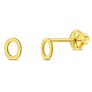 Girls' Itsy Bitsy Initial Letter Screw Back 14k Gold Earrings - In Season Jewelry - 1 of 4
