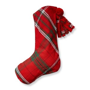tag Sleigh Ride Plaid Holiday Stocking Red Multi Cotton Machine Wash 10.5 in x 10.5 in x 0.5 in Perfect for Christmas - 1 of 2