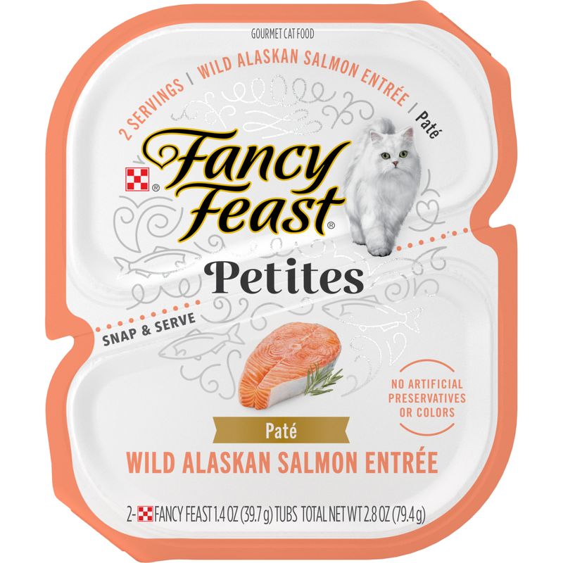 Fancy Feast Petites Wild Alaskan Salmon, Fish, Seafood Pate Wet Cat Food - 2.8oz, 1 of 9