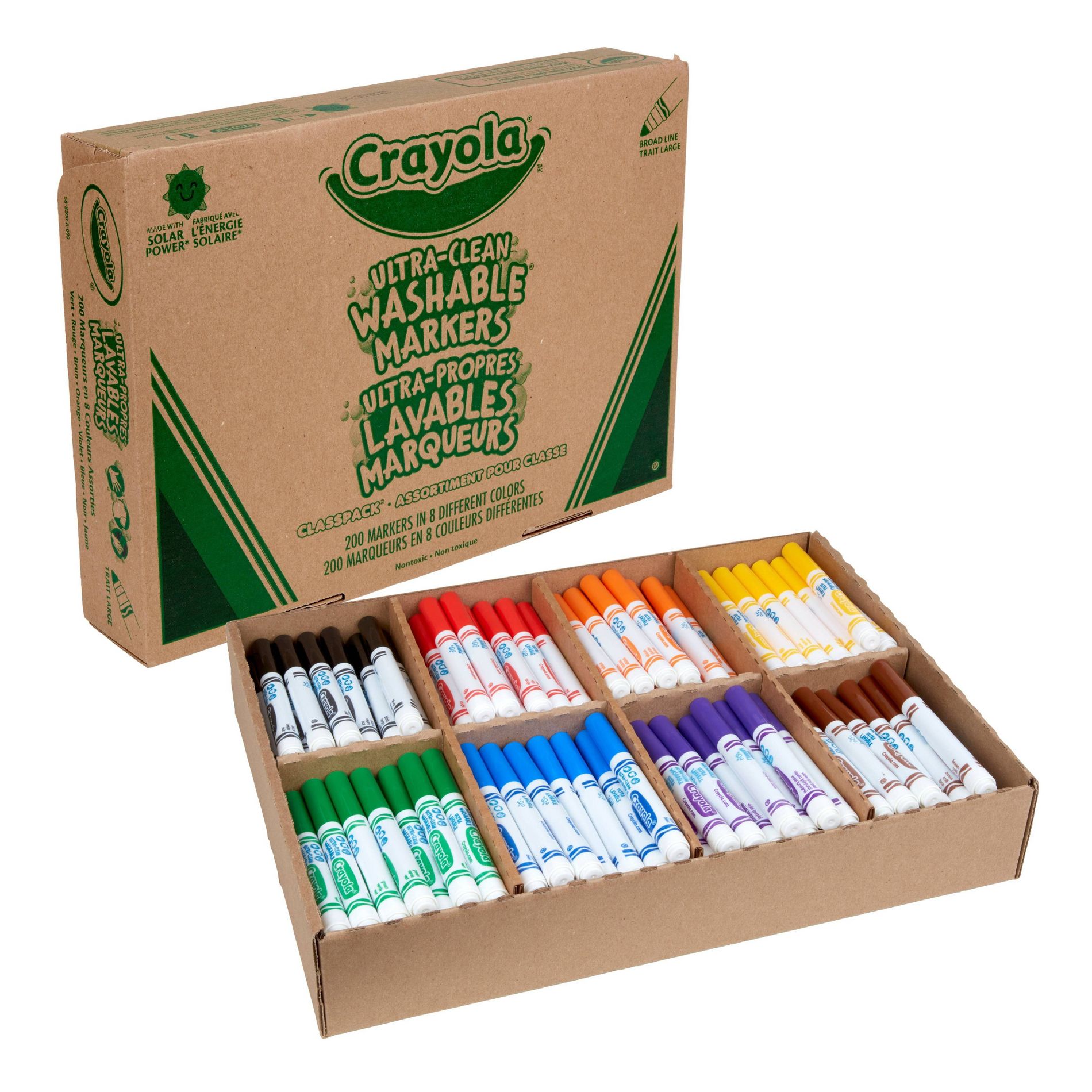 Crayola Ultra Clean Washable Broad Line Markers Bulk 200ct, Classroom Must Haves for Teachers, Kids School Supplies, 8 Colors