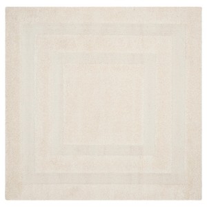 Creme Abstract Shag/Flokati Loomed Square Accent Rug - (4