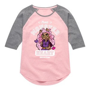Girls' - Mattel - True Monster At Heart Shirt Tail Raglan Graphic T-shirt - 1 of 4