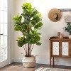 Acekool 4FT Faux Fiddle Leaf Fig Tree – Realistic Indoor Plant with 72 Silk Leaves & Weighted Black Pot for Home/Office Decor - 2 of 4