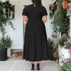Anna-Kaci Women's Plus Size Casual Round Neck Flutter Short Sleeve Elastic Waist Smocked Maxi Dress - 3 of 4