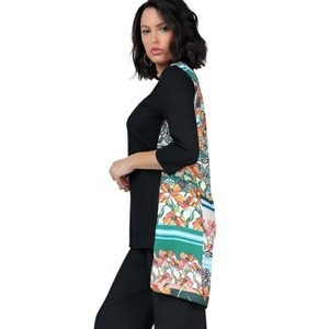Slickblue Contemporary Asymmetrical Print High Low Top - Black, 100% Cotton, Chic & Versatile, S-L Sizes - 1 of 4