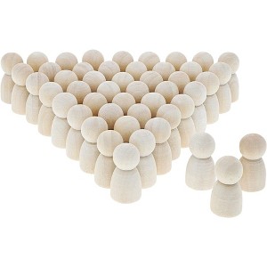 Bright Creations 50 Pack Unfinished Wooden Peg Baby Doll Bodies Small Natural Wood Figures for Painting DIY Arts and Crafts for Kids 1.2 inches Tall - 1 of 4