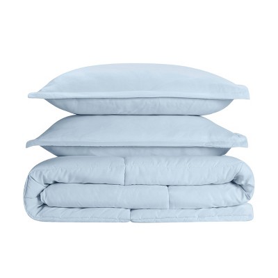 Full Light Blue Microfiber Comforter Set with Pillow Shams