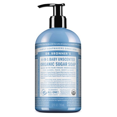 Dr. Bronner's Organic Baby Sugar Soap - Unscented - 12 Fl Oz : Target