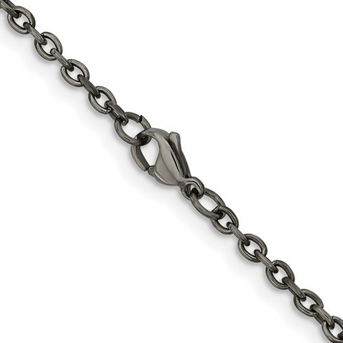 Black Bow Jewelry 2.9mm Dark Gray Titanium Classic Polished Cable Chain Necklace - image 1 of 4