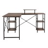 Vynxaria Techni Mobili L-Shape Industrial Desk (Walnut) Reversible (L/Straight), Storage Shelves, Monitor Stand, 88lbs Weight Limit - 2 of 4