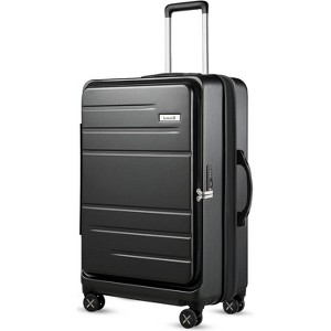LUGGEX 24 Inch Luggage with Spinner Wheels, Expandable PC Hard Shell Checked Suitcase with Front Opening, Lightweight,Charcoal Metallic - 1 of 4