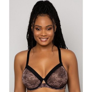 Curvy Couture Womens Sheer Mesh Full Coverage Unlined Underwire Bra - 1 of 4