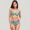 Anna-Kaci Swim Women's Tropical Leaf Print 3 Piece Swimsuit Set Bikini Top High Waist Bottom Sheer Wide Leg Pants - 3 of 4