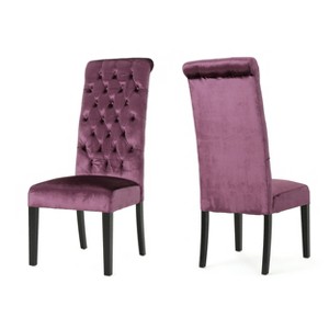 Leorah Set of 2 Tall Back Tufted Velvet Dining Chair Raisin - Christopher Knight Home