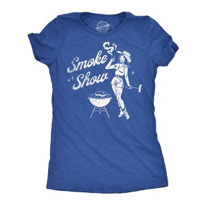 Womens Funny T Shirts Smoke Show Sarcastic Cookout Graphic Tee For Ladies - Crazy Dog Women's T Shirt - 1 of 4
