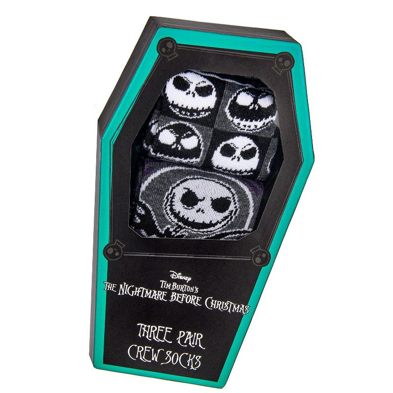Nightmare Before Christmas Jack Skellington 3-Pair Crew Sock Coffin Gift Box Set, 2 of 7