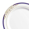 Smarty Had A Party 10.25" White with Blue and Gold Harmony Rim Plastic Dinner Plates (120 Plates) - image 2 of 4