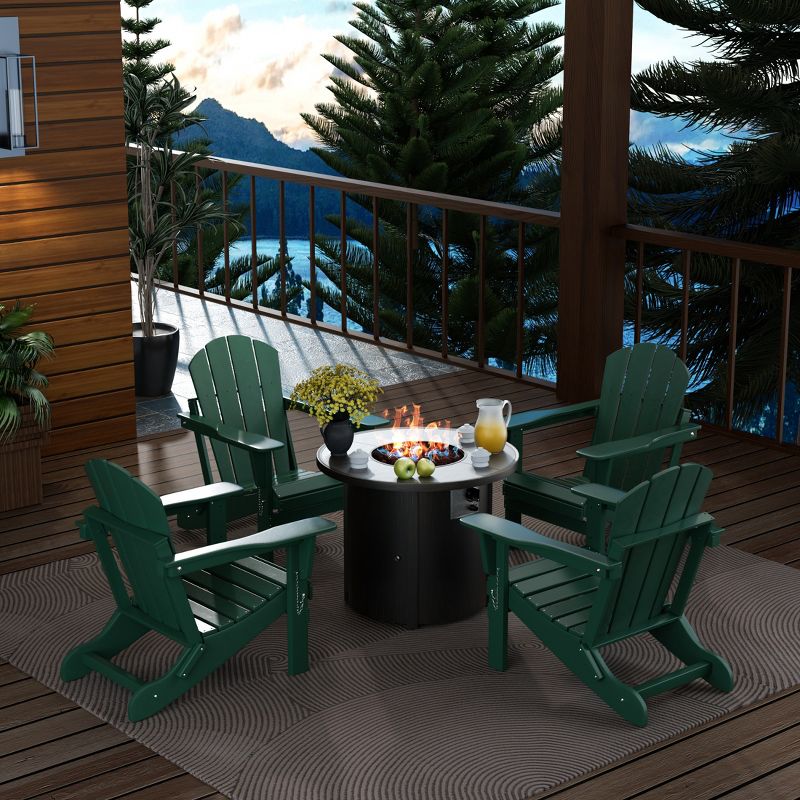 WestinTrends Outdoor Patio Folding Adirondack Chair With Round Fire Pit Table Sets, 2 of 3