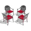 Grungis Aluminum Outdoor Chairs Set of 4,Patio Dining Chairs with Red Cushion and Black Frame,Kitchen Chairs for Dining Room,Patio,Black - 2 of 4
