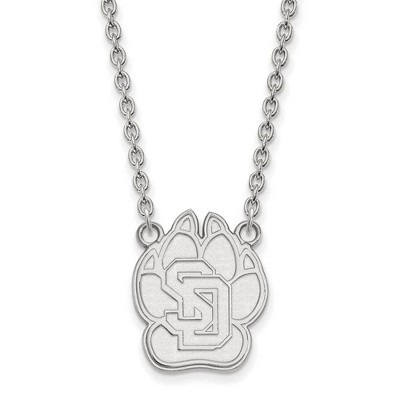 Black Bow Jewelry 14k White Gold South Dakota Coyotes NCAA Necklace 18 Inch