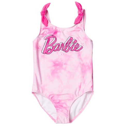 Barbie Little Girls One Piece Bathing Suit Tie Dye Pink 6 : Target