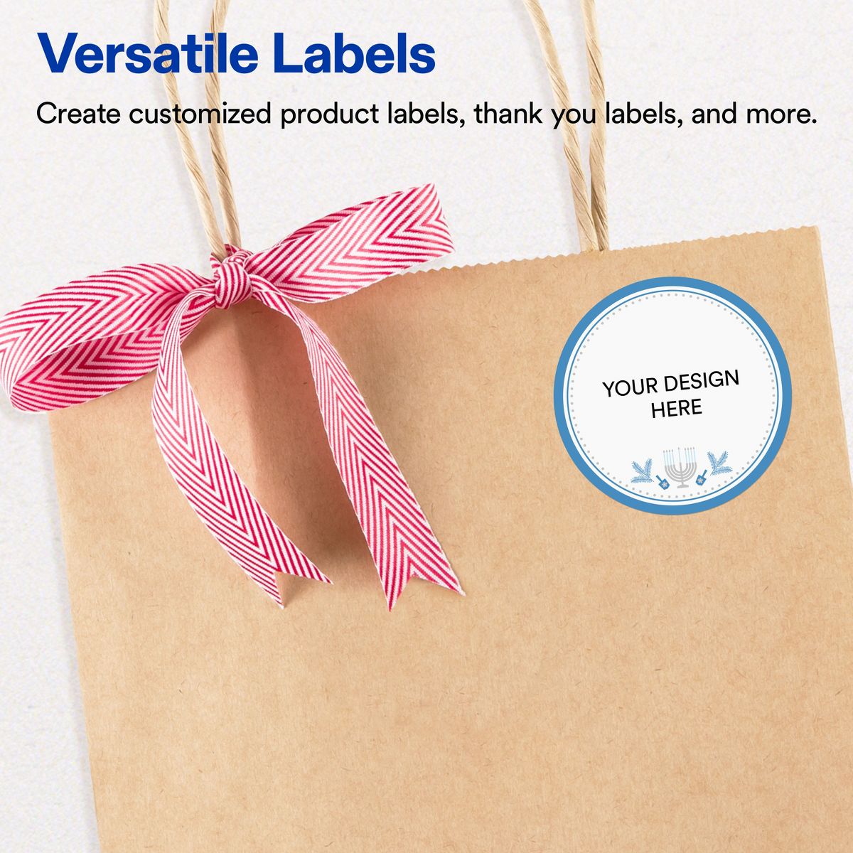 Avery® Labels, 2" Diameter, Matte, Silver Menorah Frame, 120 - thumbnail 4