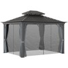 Outsunny Patio Gazebo, Netting & Curtains, 2 Tier Double Vented Steel Roof, Hardtop, Ceiling Hooks, Rust Proof Aluminum - 4 of 4