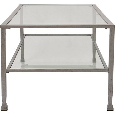 Maddox Rectangular Silver Glass and Metal Coffee Table