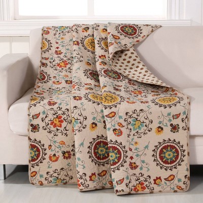 Boho-Chic Multicolor Cotton Reversible Throw Blanket