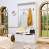 Tangkula 3-in-1 Entryway Hall Tree Storage Bench w/ Coat Racks & Shoe Bench & Cabinet - 3 of 4