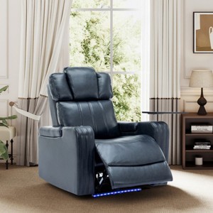 PU Leather Power Recliner with Cooling Cup Holder,Home Theater Recliner with Bluetooth Speaker,Power Recliner Chair with USB Ports-Coolbibila - 1 of 4