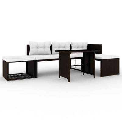 vidaXL Sofa Set Brown and cream white
