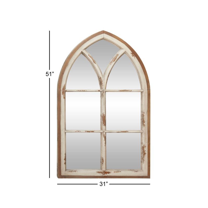 Wood Window Panes Inspired Wall Mirror with Arched Top and Distressing White/Brown - Olivia &#38; May, 3 of 7